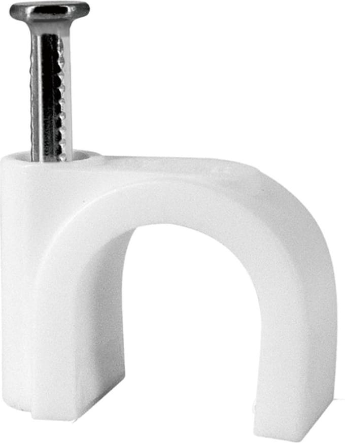 Tack Spijkerclips 7mm - Rond - Wit - 100st per doosje