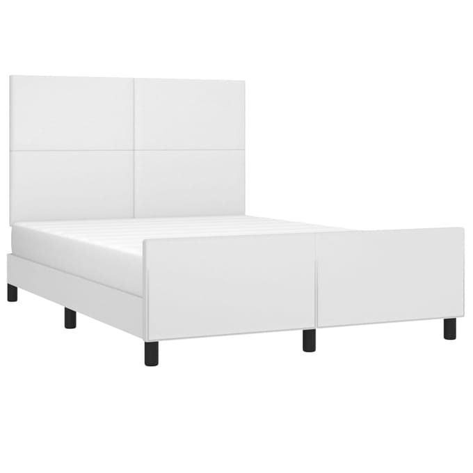 vidaXL - Bedframe - met - hoofdbord - kunstleer - wit - 140x200 - cm