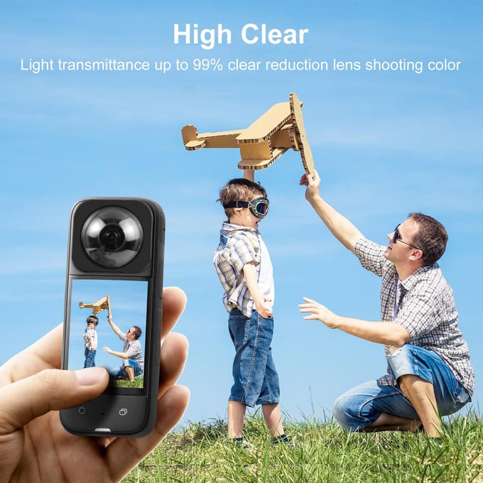 2 stuks panoramische cameralensbeschermers lensbeschermhoes lensbeschermer compatibel met Insta360 X3 transparant
