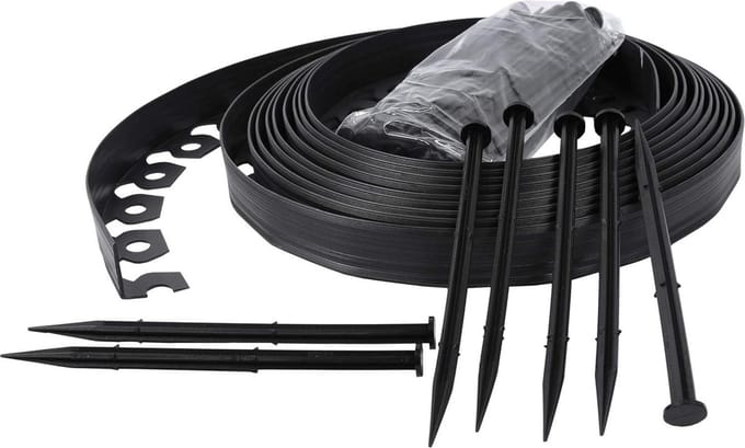 Flexibele kunstgrasrand gazonrand maairand - 4 cm hoog (20m Zwart)