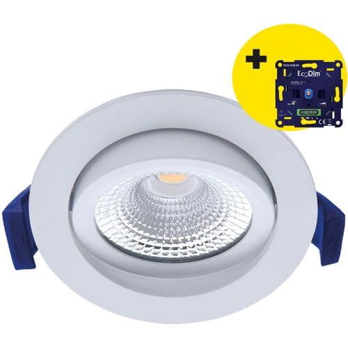 EcoDim Eco-Dim LED inbouwspot kantelbaar 5W Mat wit 2700K