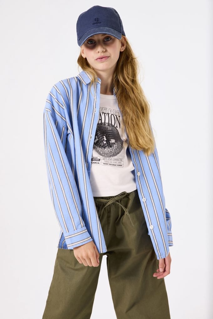 GARCIA Meisjes Effen Blouse Blauw Lange mouw