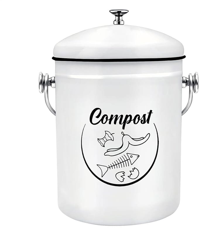 Compostemmer Keuken - Afvalbak Bak - Voedselafval Verzamelen - Rustiek Design - 5 Liter - Meerkleurig