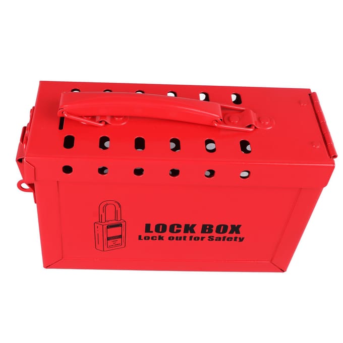 Lockout Tagout Lockbox 12 Gaten Stevige Constructie Schokbestendig Draagbare LOTO Groepsbox red