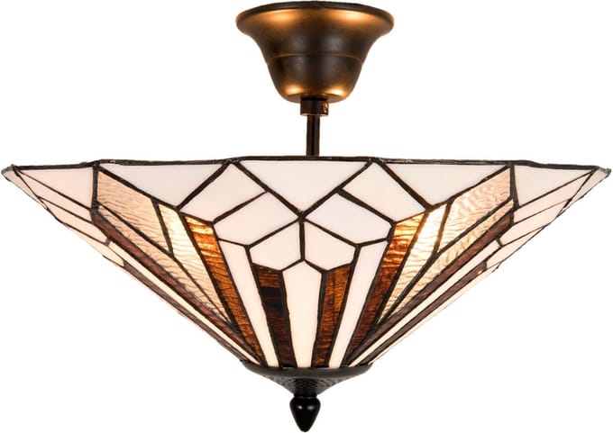 Lumilamp Plafondlamp Tiffany Ø 40x28 cm Wit Bruin Metaal