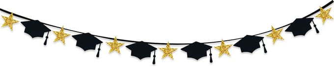 BTH - Geslaagd - Slinger - Versiering - Graduation - Vlag - Decoratie - Zwart - Goud - 200cm