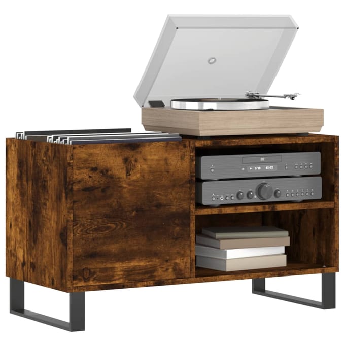 vidaXL Platenkast 85x38x48 cm bewerkt hout gerookt eikenkleurig