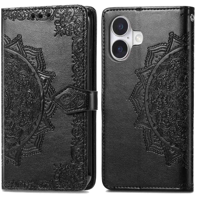 imoshion Hoesje - Geschikt voor Apple iPhone 16 - Mandala Bookcase - Zwart