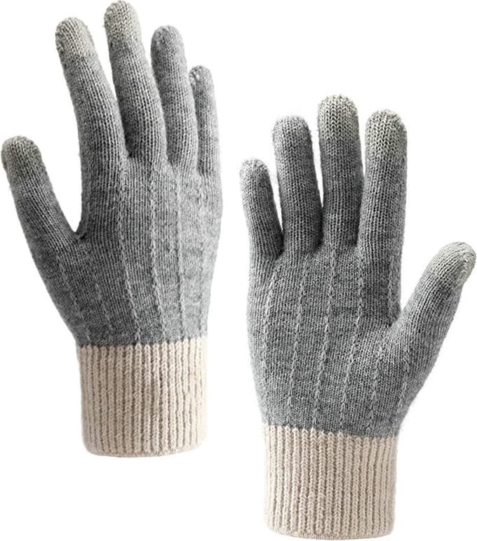 Gebreide Touchscreen Handschoenen Windproof Grijs - Maat L
