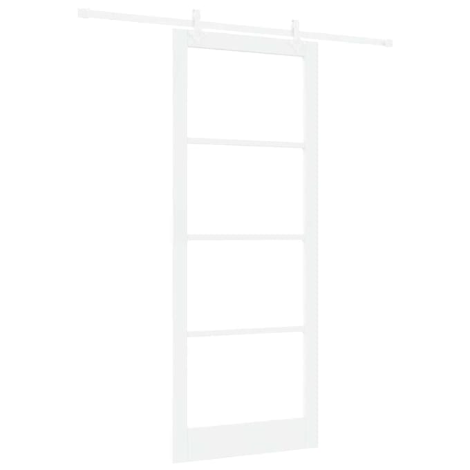 vidaXL - Schuifdeur - 93 - x - 232 - cm - Massief - grenenhout - en - glas - Wit