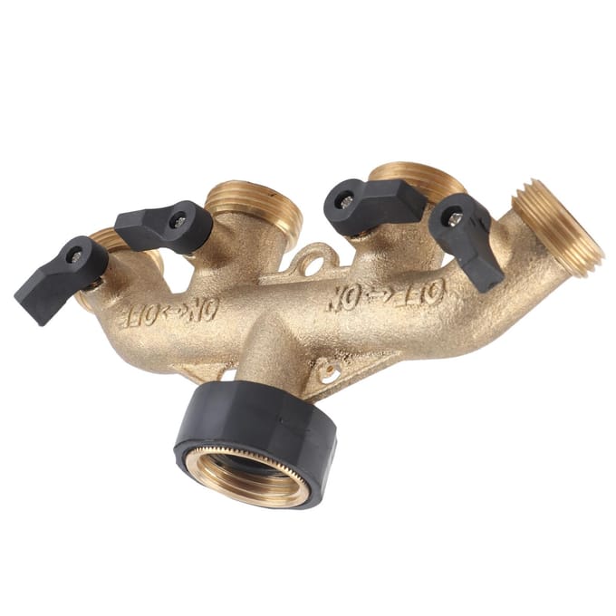 4-weg Waterslang Splitter Kraanaansluiting Adapter voor Landbouwirrigatie Amerikaanse Draad beige