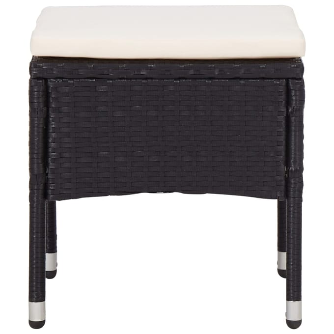 vidaXL - 5-delige - Tuinset - poly - rattan - en - acaciahout - zwart