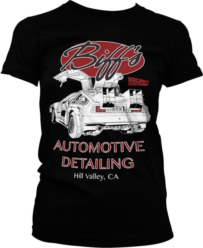 Back to the Future Biff's Automotive Detailing Girly Tee dames-T-shirt zwart
