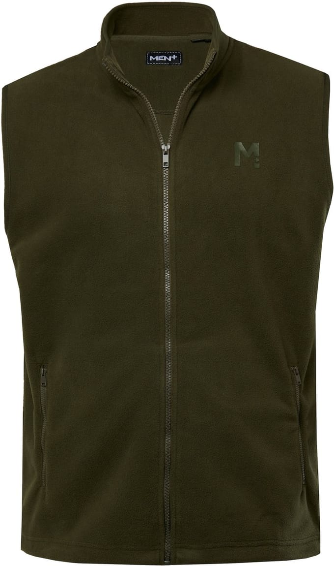 Men Plus - Heren - Fleecevest opstaande kraag - Dennengroen - Maat L