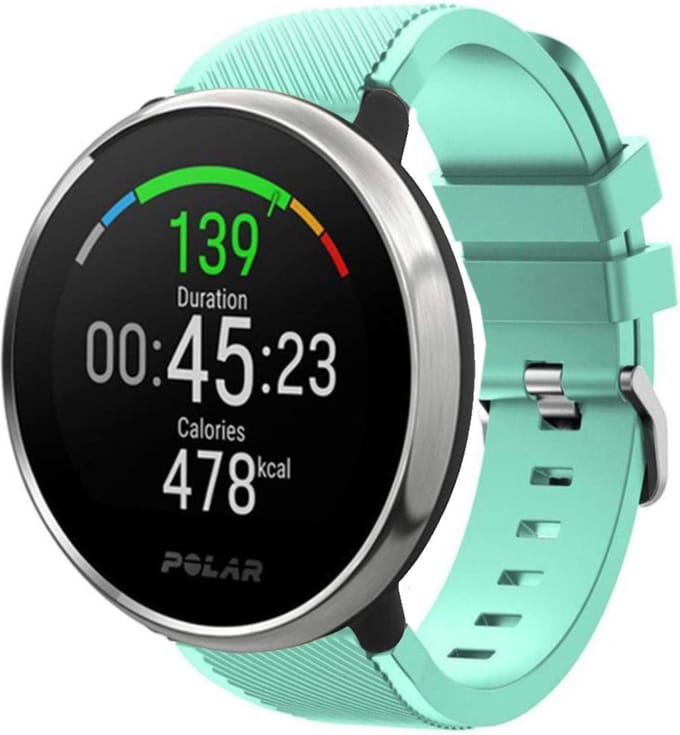 Strap-it Twill siliconen bandje - geschikt voor Polar Ignite / Ignite 2 / Ignite 3 / Unite / Pacer - aqua