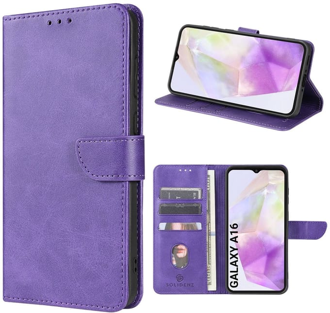 Solidenz hoesje - Geschikt voor Samsung Galaxy A16 - Bookcase - Paars