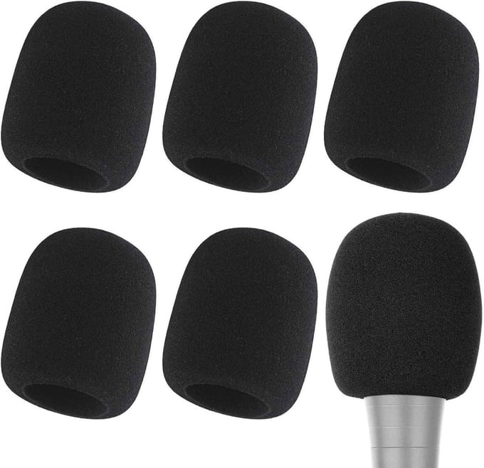 5-delige microfoonhoes met foam microfoonhoes, herbruikbaar, windscherm geschikt voor de meeste standaard handheld microfoons 70x60x35mm
