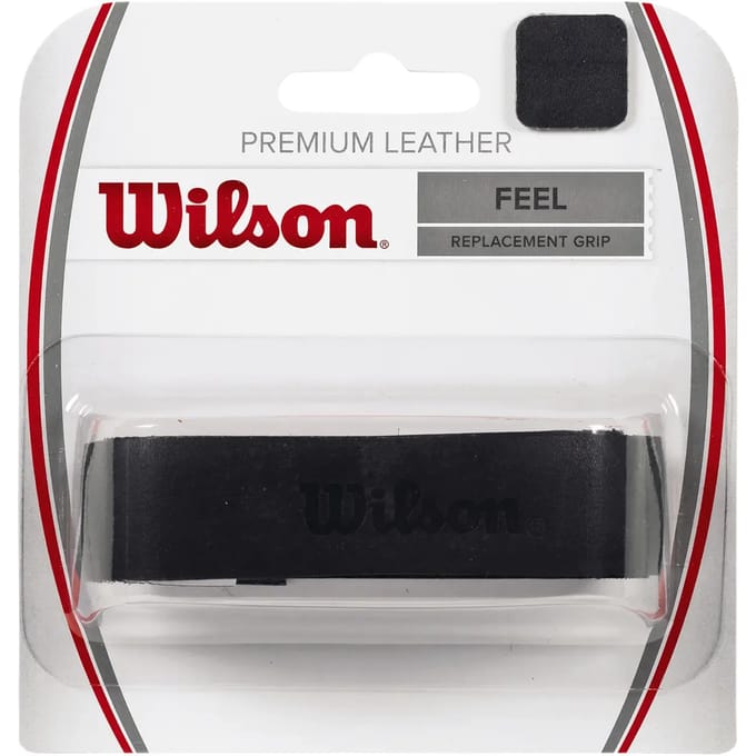 Wilson Premium Lederen Grip - Zwarte Basis Tennisgrip (1 Stuk)