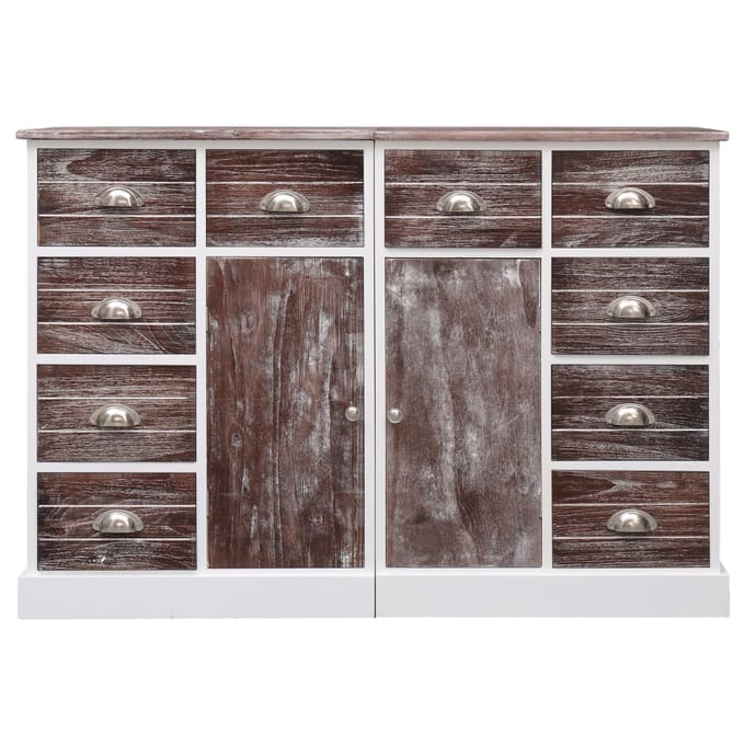 vidaXL - Dressoir - met - 10 - lades - 113x30x79 - cm - hout - bruin