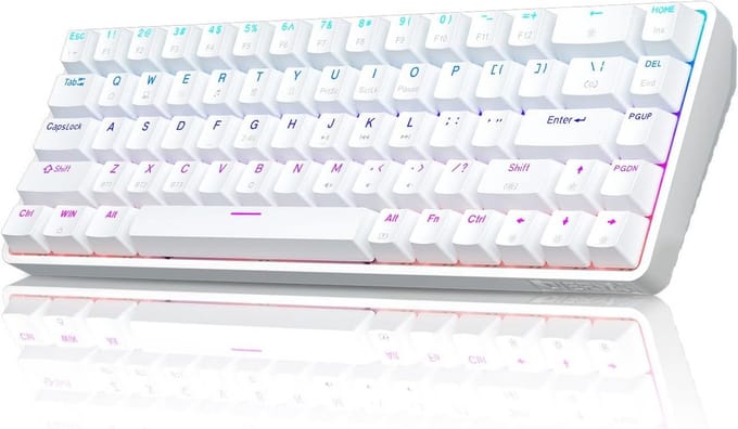Compact Mechanisch Toetsenbord Draadloos - 68 Toetsen, RGB Verlichting, USB-C/Bluetooth, Clicky Switch
