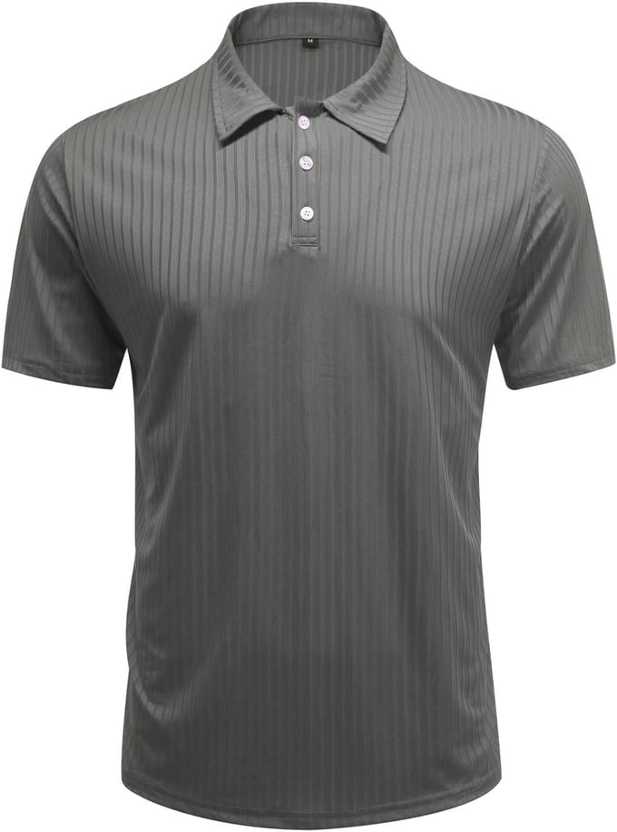 ALLTHEMEN Heren Polo Slank Model - Halfknopen Strepen - L