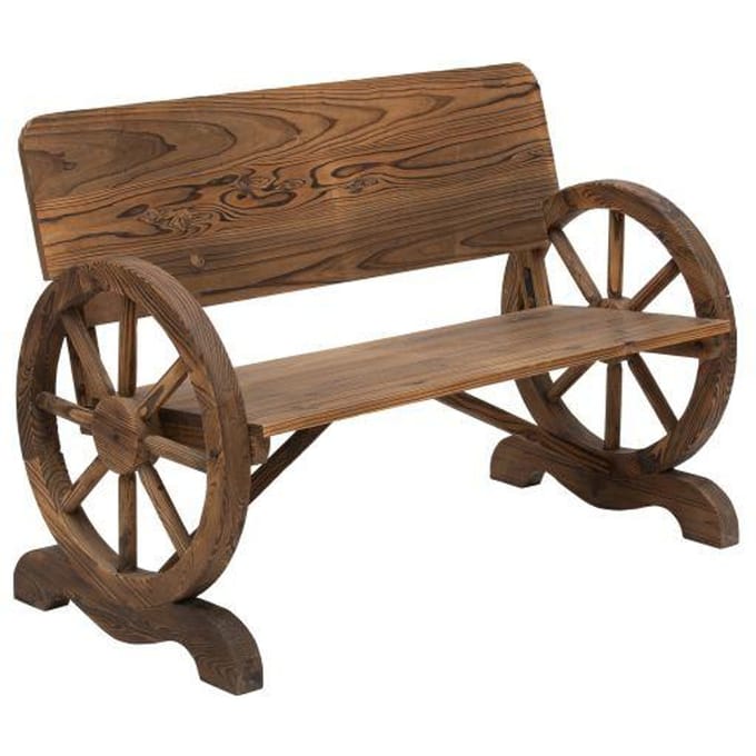 Banc de jardin - Outsunny - Bois massif - 2 places - Capacité 250 kg - Style rustique marron