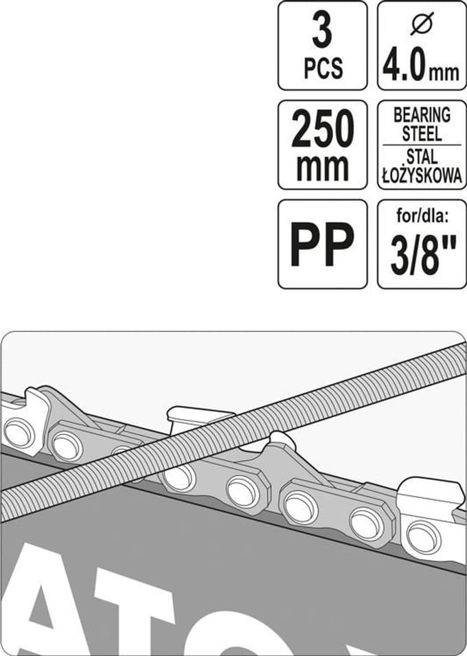 Yato - Gids met Vijlen - 4 mm - 250 mm - Staal - Met Polypropyleen Handvat