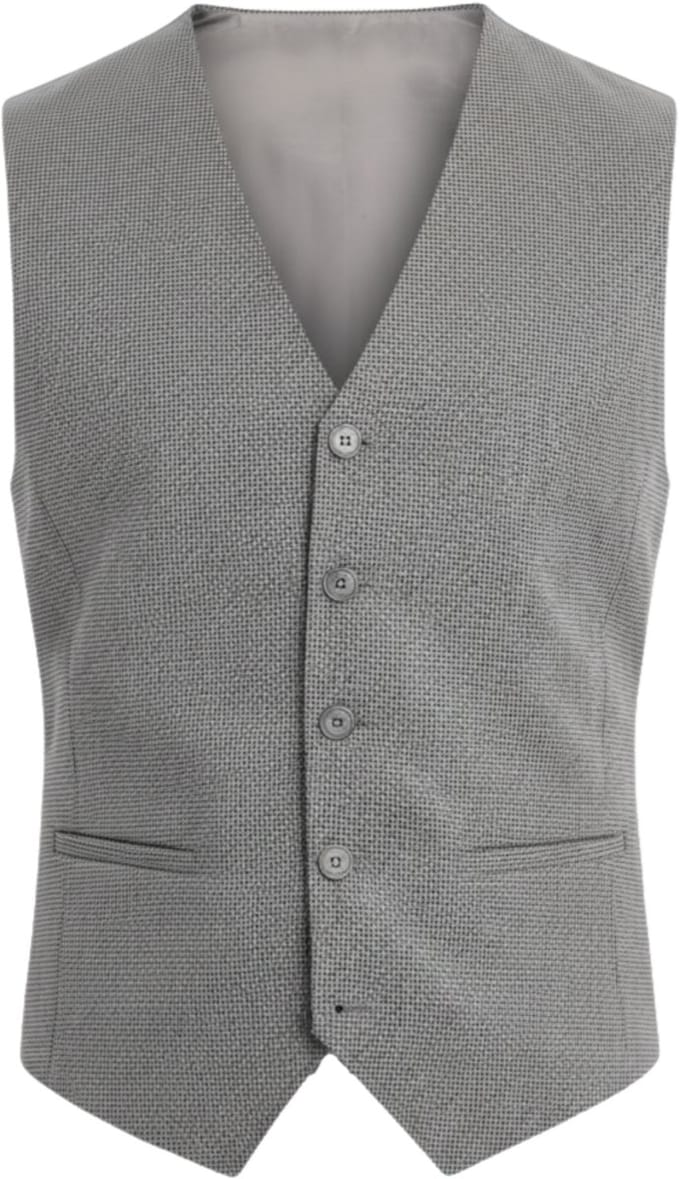 OMBRE Gilet - Regular Fit - Knopen - Geruit Grijs L