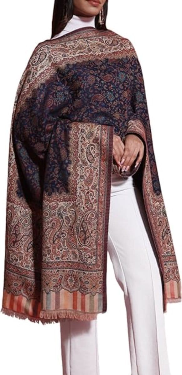 N3 Collecties Kashmiri Kani wollen stola voor dames
