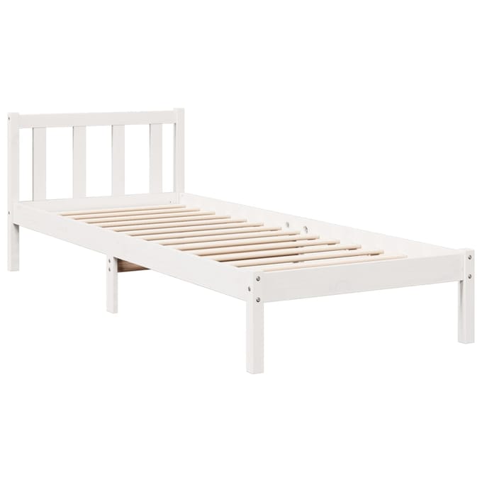 vidaXL - Bedframe - extra - lang - zonder - matras - grenenhout - wit - 80x210 - cm