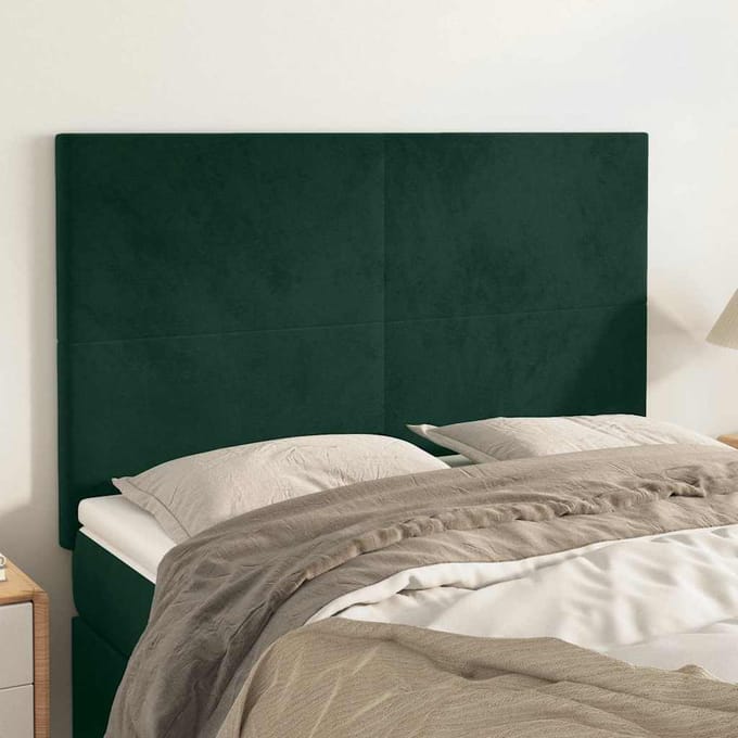 vidaXL - Hoofdbord - donkergroen - 144x5x118/128 - cm - fluweel