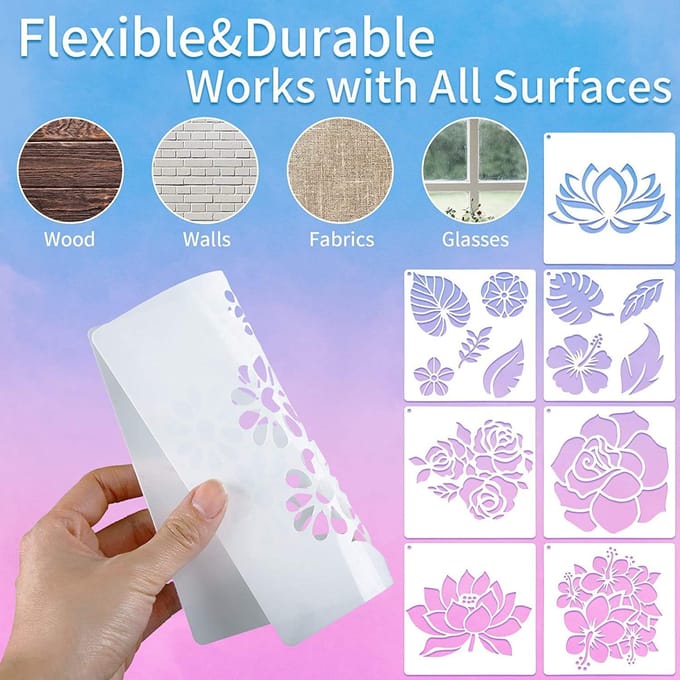 1 Set/16 stuks DIY bloemplant nieuwe set hol schilder sjabloon 16pcs gray