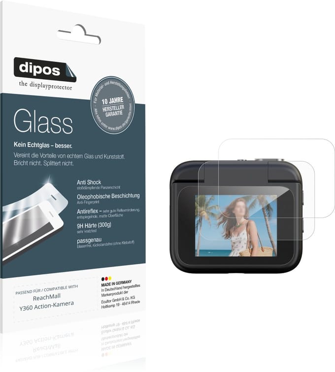 dipos – 2x Matte Pantserfolie geschikt voor ReachMall Y360 Action-Kamera | 9H Screenprotector