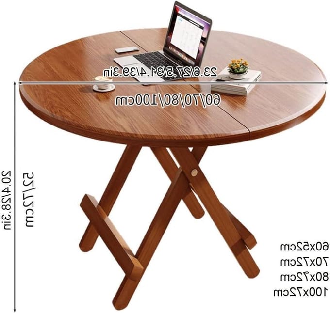 Ronde Eettafel - Klaptafel Uittrekbaar - Ruimte Besparen - Inklapbaar Blad - 80 cm - Geel