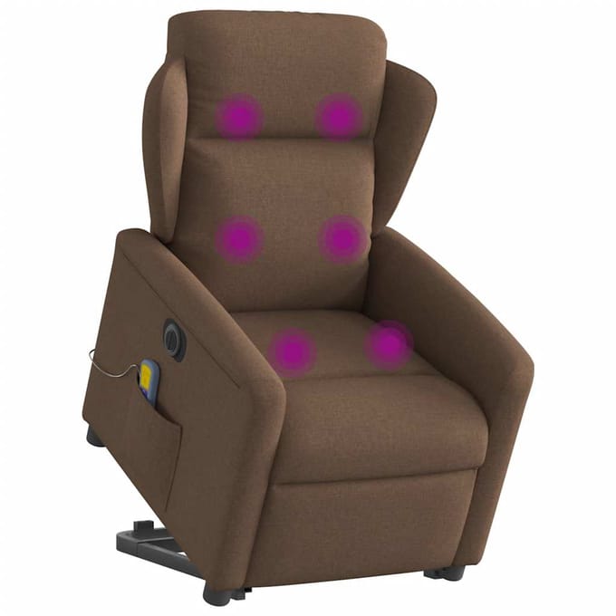 vidaXL - Sta-op-massagestoel - elektrisch - verstelbaar - stof - bruin