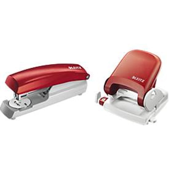 LEITZ® perforator 5005 + nietmachine 5500 SET, rood