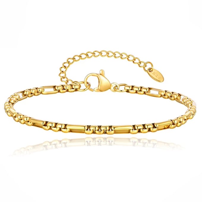 LGT JWLS Stalen Schakelarmband Minimalistisch Dames Goudkleurig