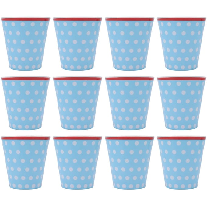 12 STKS Lichtblauw Stippenpatroon Imitatie Keramische Waterbeker Drinkmok voor Restaurant School Cadeau white