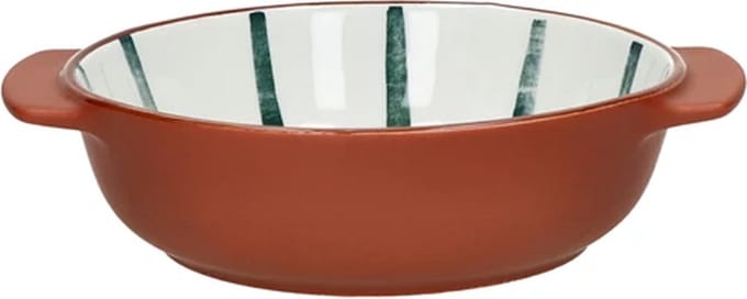 Pomax Mykonos ovenschaal / diep bord D21cm H5.5cm bruin / groen