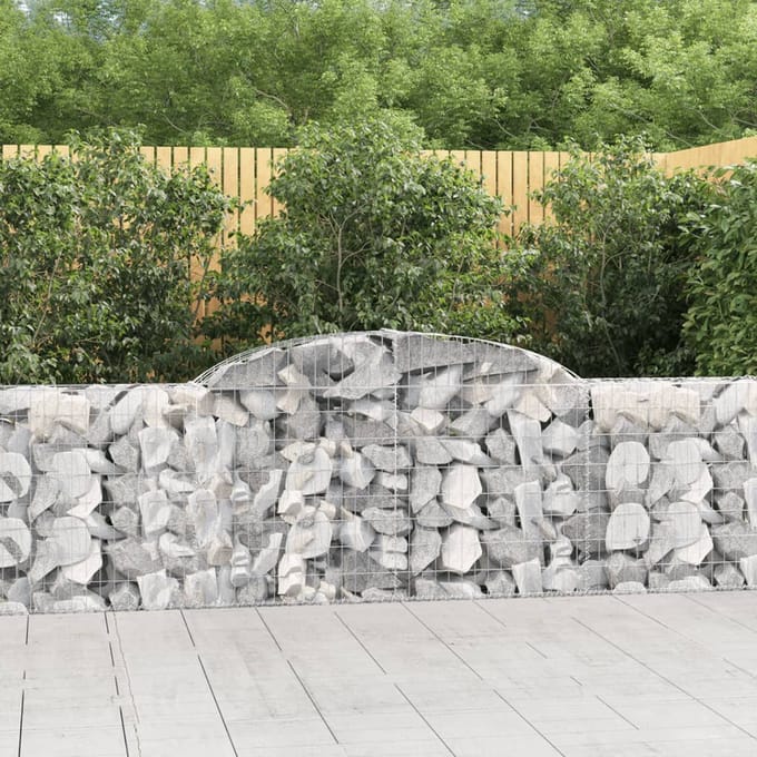 vidaXL - Schanskorven - 4 - st - gewelfd - 300x30x80/100 - cm - gegalvaniseerd - ijzer
