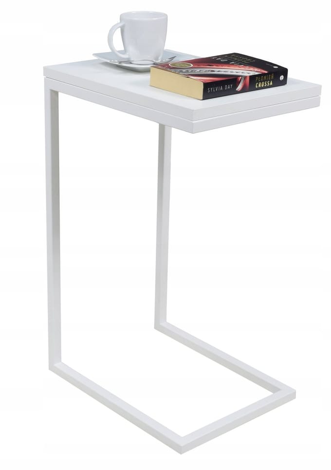 FutuStal Serie - Bijzettafel - Wit Mat - Metalen Basis - Laminaten Blad