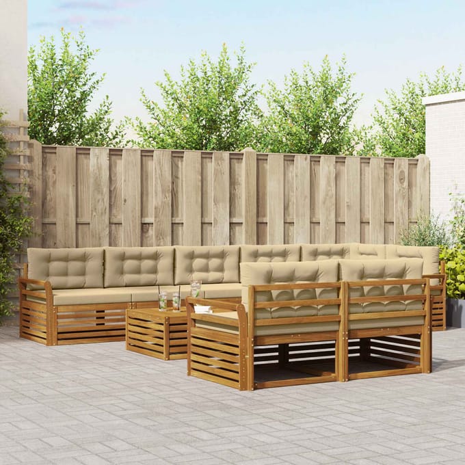 vidaXL - Buiten - bank - set - 9 - st - Natuurlijk - en - Beige