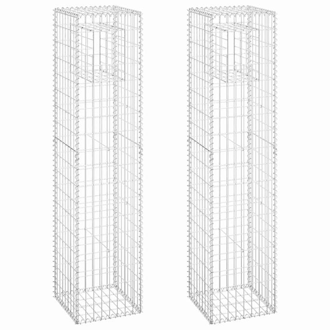 vidaXL - Schanskorf - palen - 2 - st - 40x40x180 - cm - ijzer