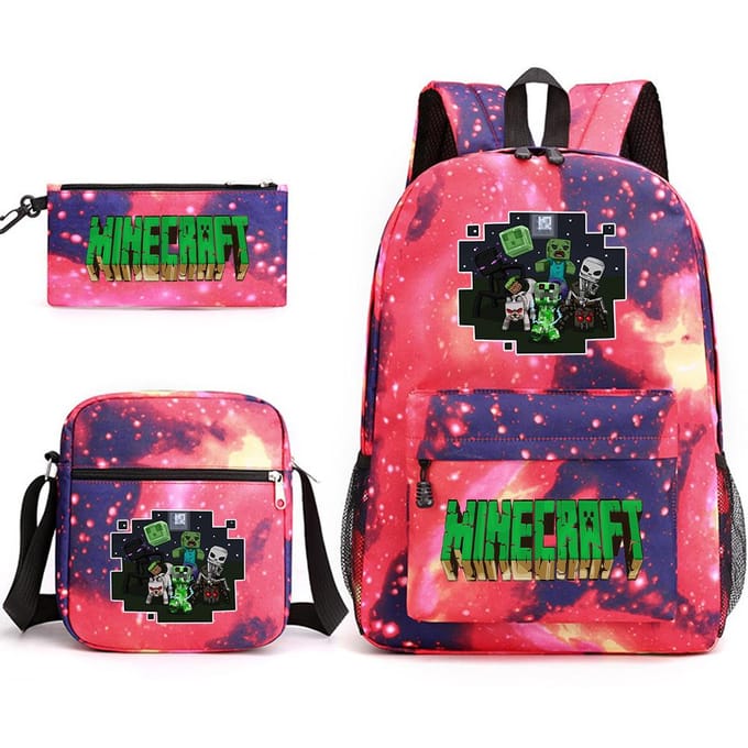 Minecraft Schooltas Game Merchandise Student Grote Capaciteit Print Drie Delige Schooltas Mannen En Vrouwen Three-piece set