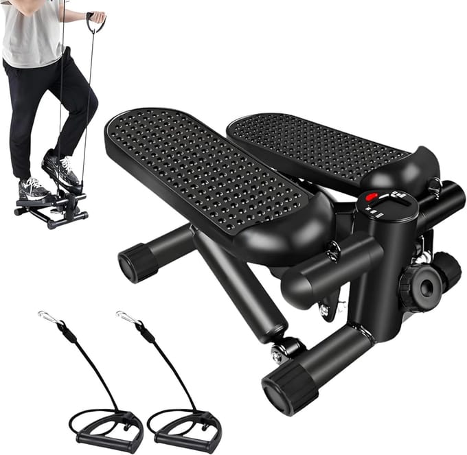 Mini Stepper - Oefenmachine Thuistraining - Full body workout - Hydraulisch aandrijfsysteem - Capaciteit 100 kg - Zwart