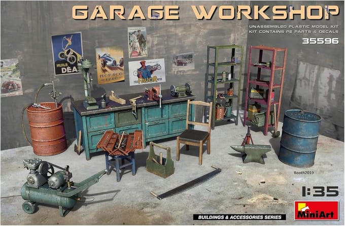 Modelbouwset Werkplaats Accessoires Schaal 1:35 - Diorama Onderdelen