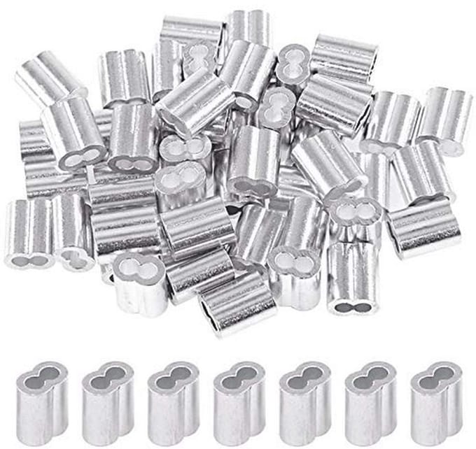 200 Stuks Aluminium Krimp Mouwen voor Draad Touw en Kabel Einde - 5/64'' (2mm)