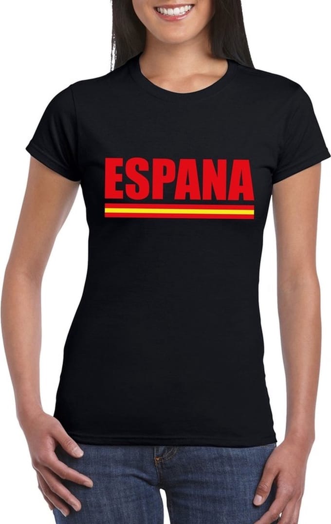 Zwart Espana/ Spanje supporter shirt dames S