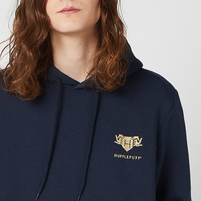 Harry Potter Hufflepuff Unisex Embroidered Hoodie - Navy - M
