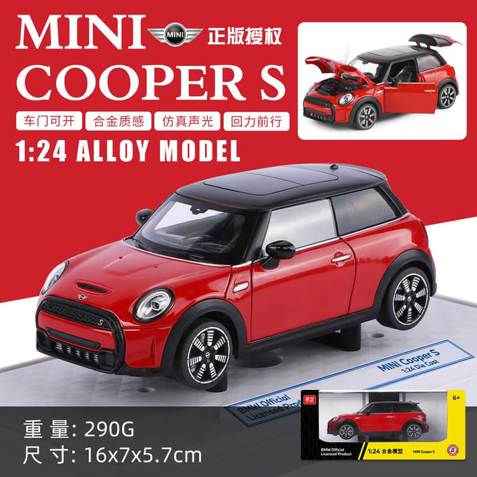 1:24 Bmw Mini Cooper S F56 Hatchback Sport Compacte de Luxe Modèle Réduit en Métal Moulé sous Pression Décoration de Maison Affichage de Bureau Jouet